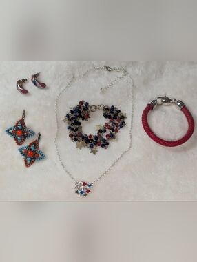 PrimalNeed Curated 4th of July Patriotic Jewelry Bundle - 5 Piece Boutique Set